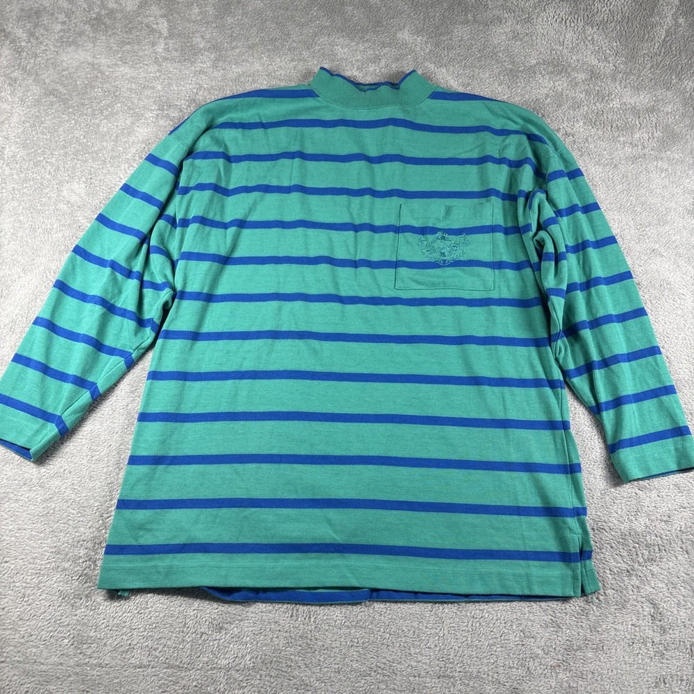 Vintage Caren Charles Sport Striped Retro Green And‎ Blue Size Xl